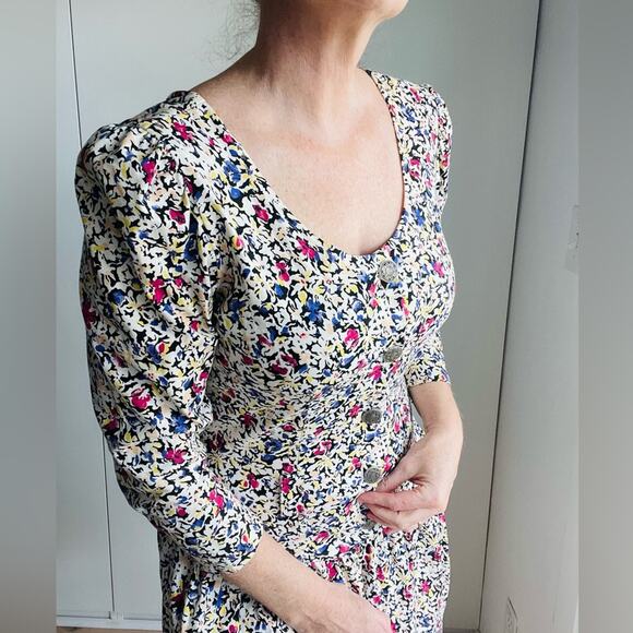 90s Rampage Floral Print Cotton Mini Dress Made USA Multi Colored Summer Spring - Picture 7 of 12